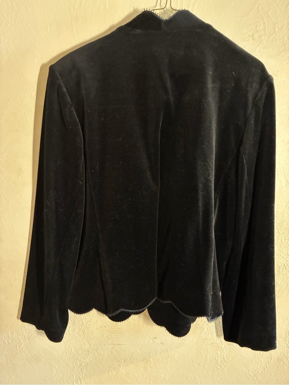 Black Scallop-Edge Velvet Women’s Jacket 80s Vintage Act lll Lg - Picture 6 of 7